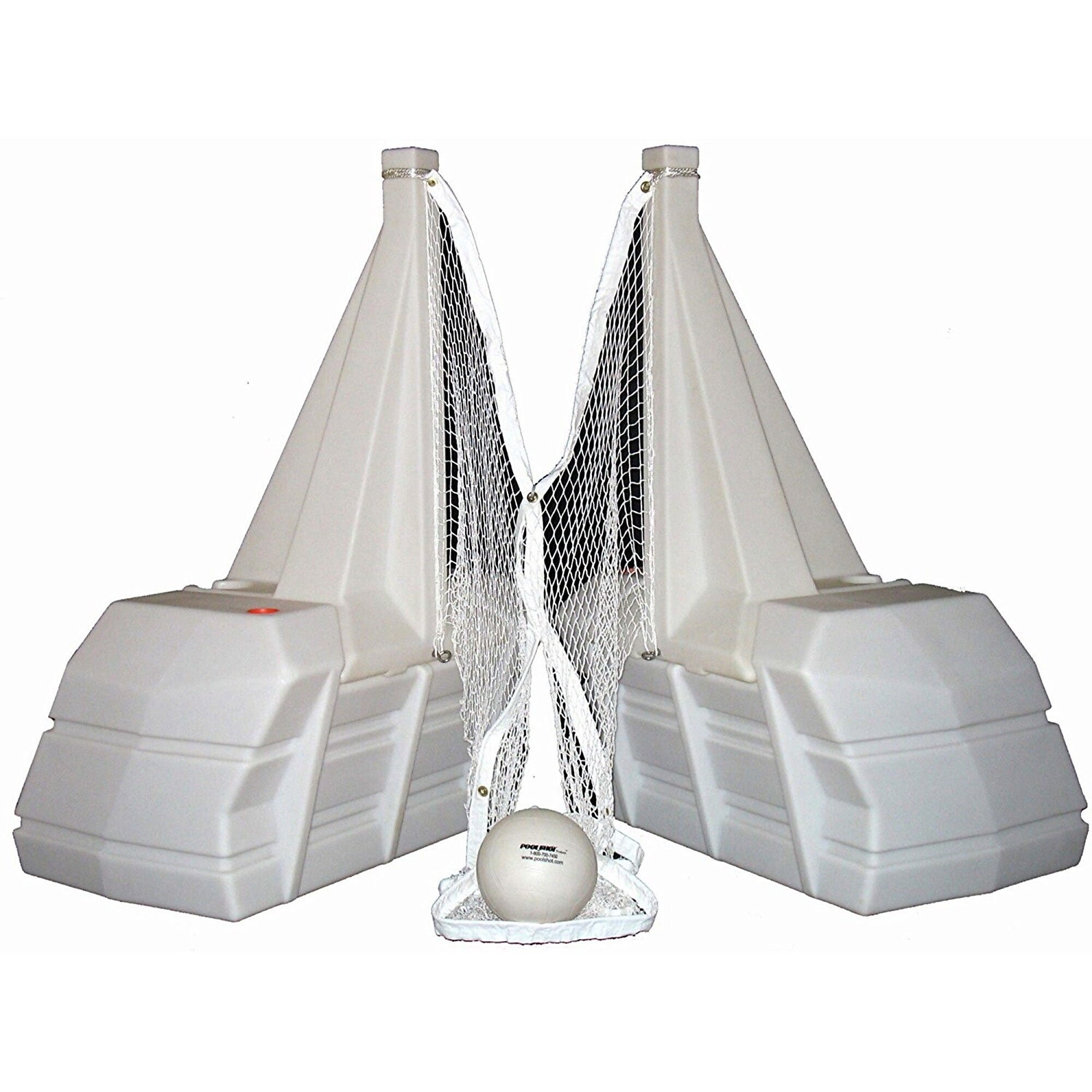 Good Ideas Pool Shot Super Water Volleyball — Dual High-Capacity Bases, 12â€“20ft. Adjustable Nylon Net, Includes 2 Waterproof Volleyballs, Model# 46558